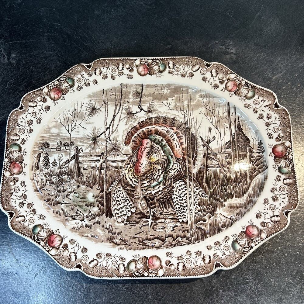 Johnson Brothers Brown and Multicolor Turkey Platter